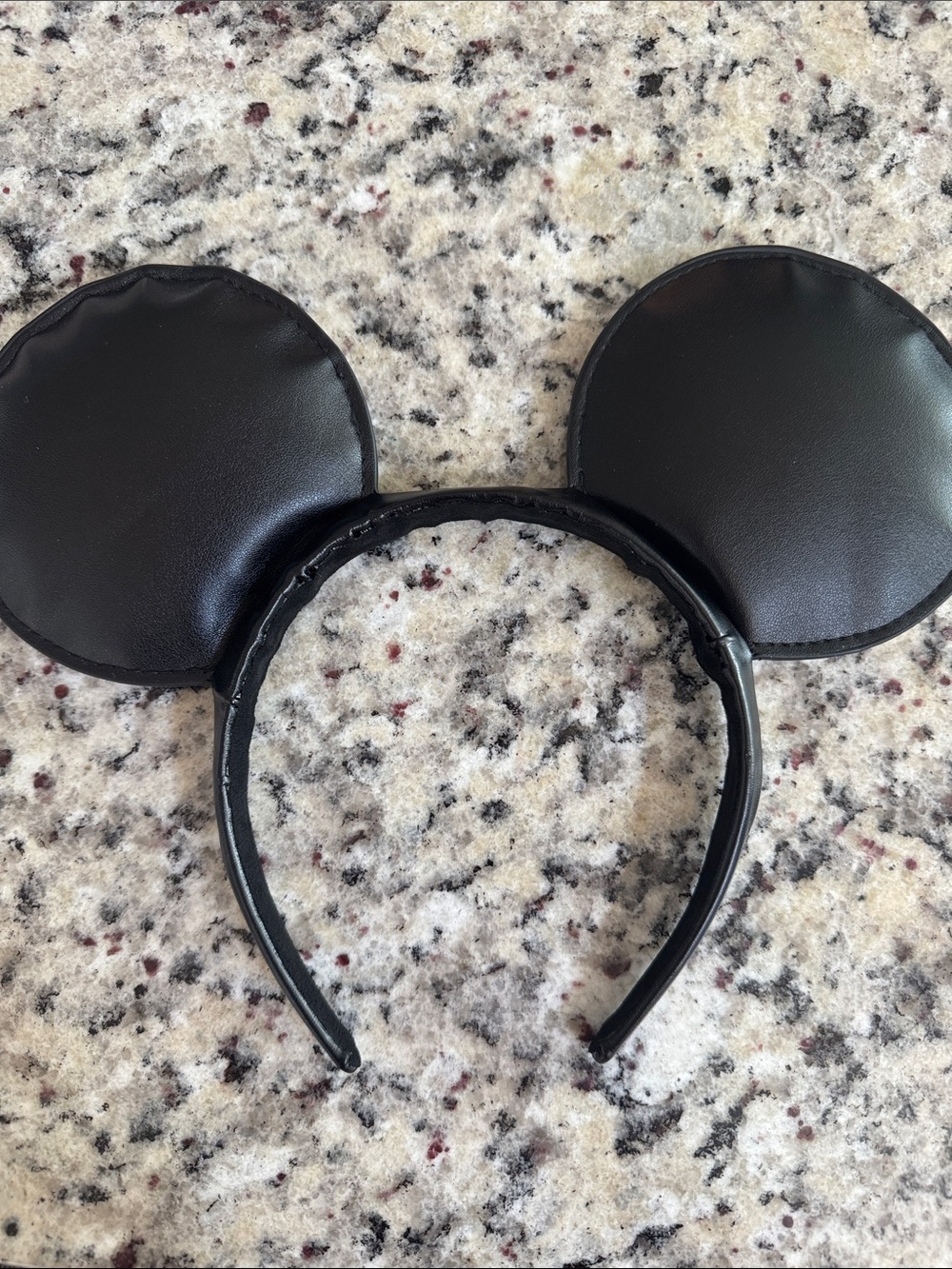 Black Faux Leather Mickey Ears Headband